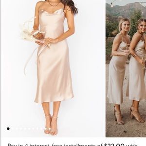 Show me your mini champagne/gold midi dress